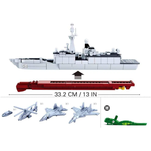 Конструктор Sluban Model Bricks M38-B0702 Військовий корабель з вертольотом, 459 деталей