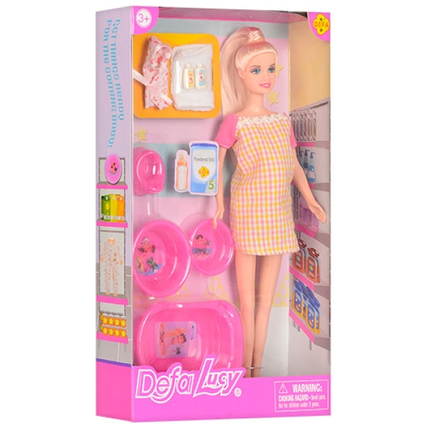 Лялька DEFA 8350 вагітна, 29см, пупс, ванна, горщик, аксесуари, 2 види, в кор-ке