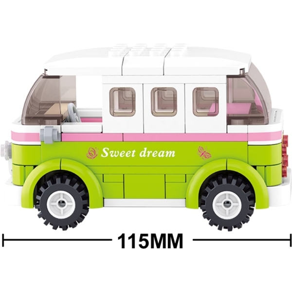 Конструктор Sluban: Туристический микроавтобус, 158 деталей и 2 мини-фигурки (M38-B0523)