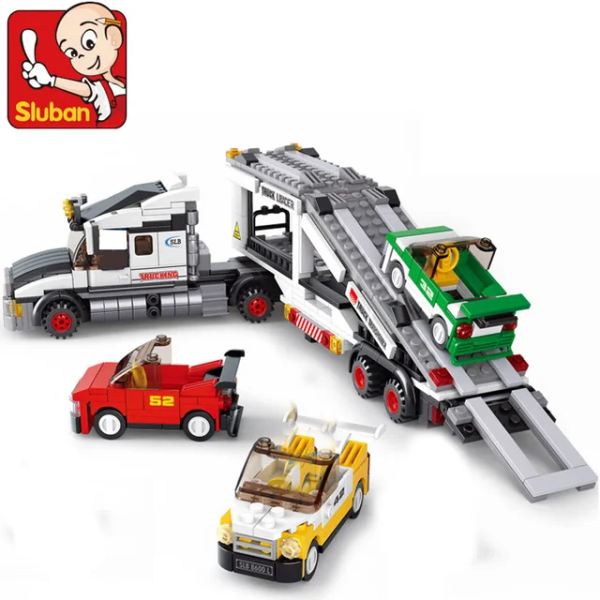 Конструктор Sluban Трейлер с машинками, серия Город, 542 детали (M38-B0880)
