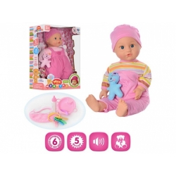 Пупс M 2054 6 сенсорних зон, 5 функцій, каже, плаче, сміється, п'є з пляшечки, реагує на дотик, зріст 44 см