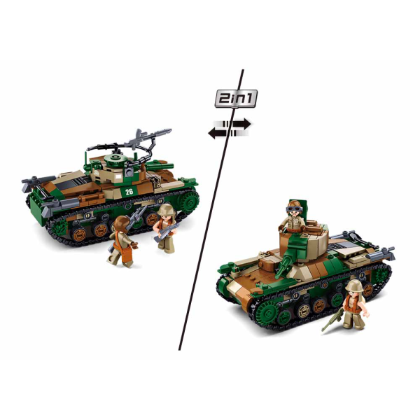 Конструктор Sluban, серия Армия WW2 – Японский средний танк Type 97, два варианта сборки 563 детали, M38-B1107