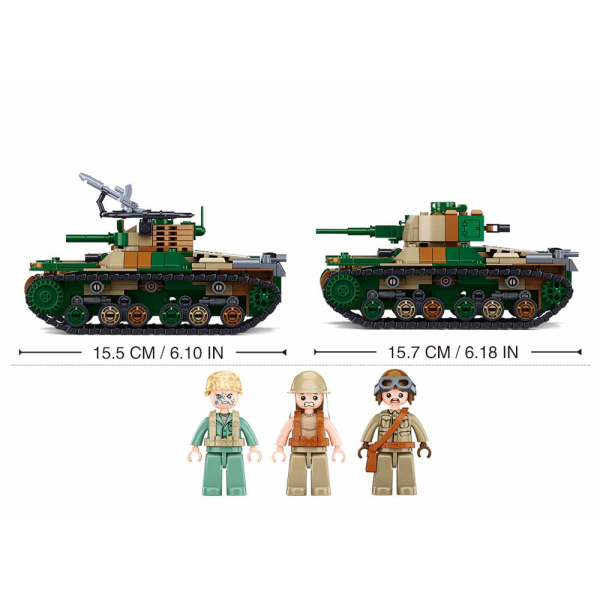 Конструктор Sluban, серия Армия WW2 – Японский средний танк Type 97, два варианта сборки 563 детали, M38-B1107