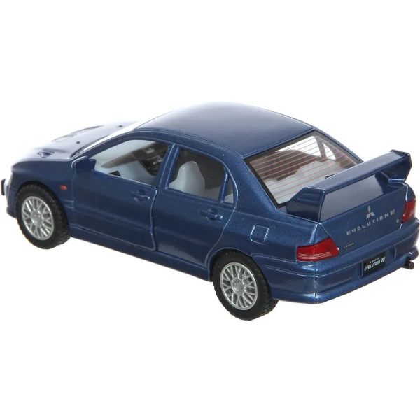 Машинка металлическая Kinsmart 1:36 "Mitsubishi Lancer Evolution VII" KT5052W инерционная, дверь открывается / Синий