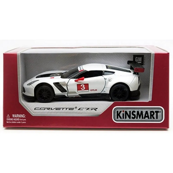 Машинка металлическая Kinsmart 1:36 Corvette C7. R Race Car 2016, белая (KT5397W)