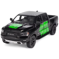 Машинка металлическая Kinsmart 1:46 Dodge RAM 1500 Livery Edition 2019 (инерционная, двери открываются, черная KT5413WF)
