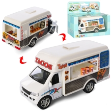 Металлическая машинка Kinsmart 1:36 Kinsfun Фургон кафе Tacos Truck KS 5255 W инерционная, открывающиеся двери / Белый