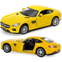 Металлическая модель машины Kinsmart 1:36 Mercedes-AMG GT с инерционным механизмом, открывающимися дверями KT5388W / Желтый
