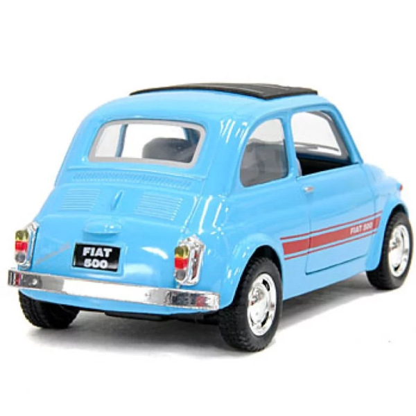 Машинка металлическая Kinsmart 1:24 Fiat 500 1957 инерционная, двери открываются, светло-голубая, KT5004W