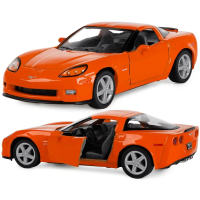 Металлическая инерционная машинка Kinsmart 1:36 Chevrolet Corvette Z06, открывающиеся двери KT5320W / Оранжевый