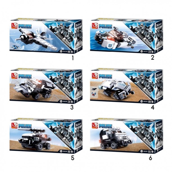 Конструктор-трансформер Sluban M38-B0635 Поліція 6в1 (Дисплей 6 шт., 384 деталі)
