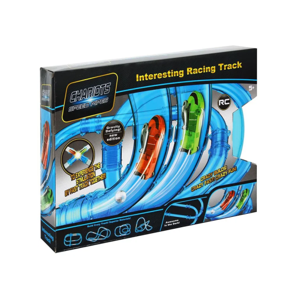 Трек 022-1 р/в, акум, трубчастий, машинки (акум), 2св, світло, USB зар, 72 дет, в кор-ці 54-40-10 см