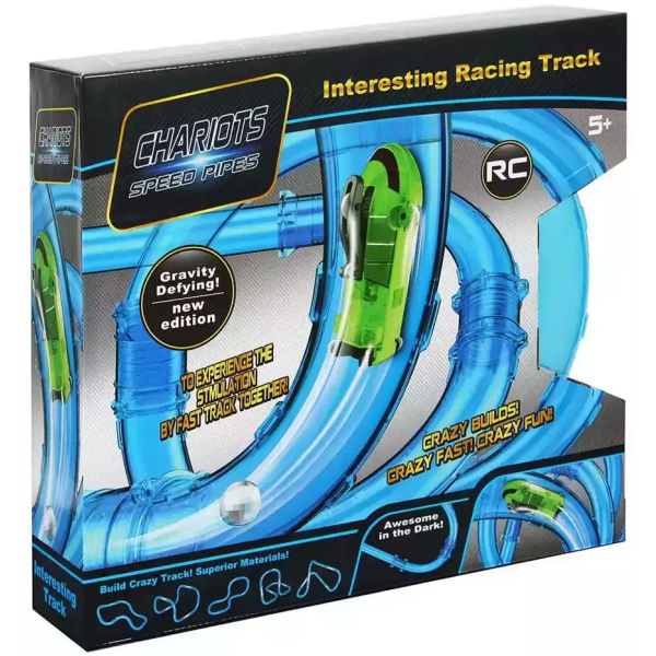 Трек 022-2 р/в, трубчастий, машинка 8см (акумулятор), світло, USB заряд, в кор-ці 40,5-36,5-10 см