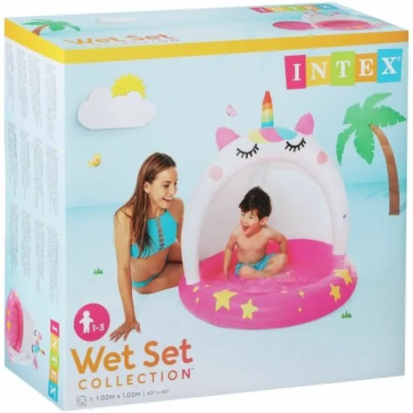 Бассейн детский Intex 58438 "Единорог", 102×102 см, 45 л, от 2 лет