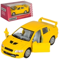 Машинка металлическая Kinsmart 1:36 "Mitsubishi Lancer Evolution VII" KT5052W инерционная, дверь открывается / Желтый