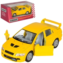 Машинка металева Kinsmart 1:36 "Mitsubishi Lancer Evolution VII" KT5052W інерційна, двері відчиняються / Жовтий