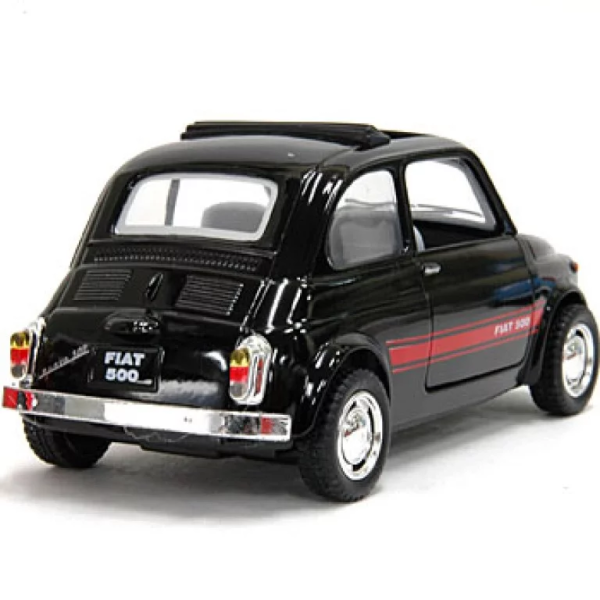 Машинка металлическая Kinsmart 1:24 Fiat 500 1957 инерционная, двери открываются, черная, KT5004W