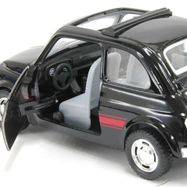 Машинка металлическая Kinsmart 1:24 Fiat 500 1957 инерционная, двери открываются, черная, KT5004W