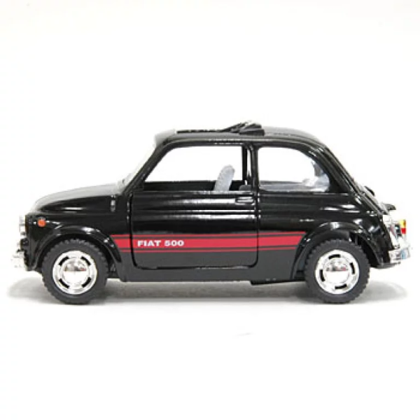 Машинка металлическая Kinsmart 1:24 Fiat 500 1957 инерционная, двери открываются, черная, KT5004W
