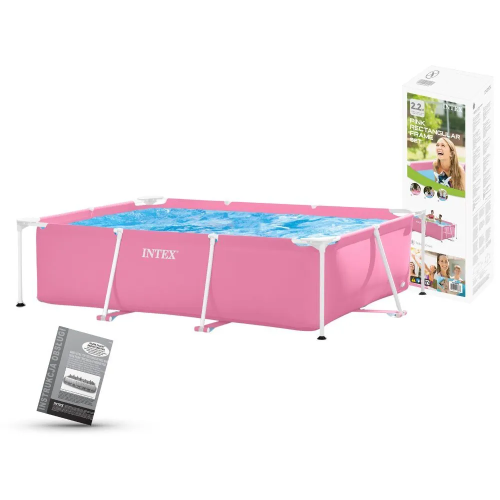 Прямоугольный каркасный бассейн 28266 Intex 220*150*60 см, розовый