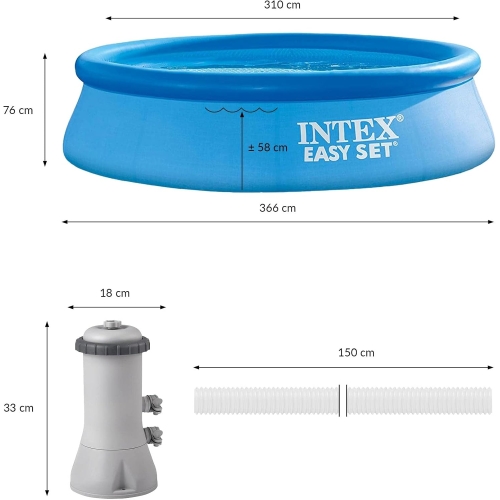 Intex Басейн наливний 28132 NP з фільтр-насосом, розміром 366х76см, об`єм: 5621 л.