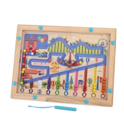 Дерев'яна іграшка Магнітний лабіринт MD0753 навчальна гра-сортер з кульками та магнітною ручкою
