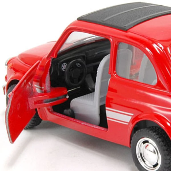 Машинка металлическая Kinsmart 1:24 Fiat 500 1957 инерционная, двери открываются, красная, KT5004W