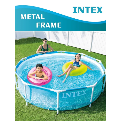 Басейн каркасний Intex 28208 Metal Frame Beachside, круглий, 305×76 см, 4485 л, з фільтр-насосом