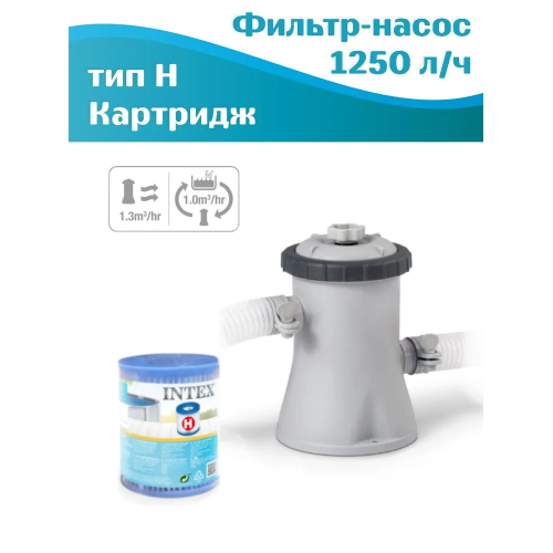 Басейн каркасний Intex 28208 Metal Frame Beachside, круглий, 305×76 см, 4485 л, з фільтр-насосом