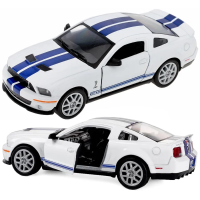 Машинка металевая Kinsmart 1:38 Ford Mustang Shelby GT500 2007 KT5310W инерционная, двери открываются / Бело-синий