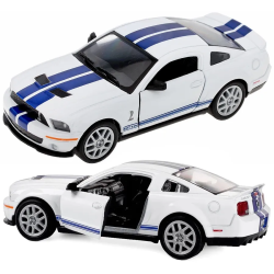 Машинка металева Kinsmart 1:38 Ford Mustang Shelby GT500 2007 KT5310W інерційна, двері відчиняються / Біло-синій