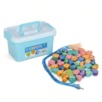 Деревянная игрушка Шнуровка MD 0145 в контейнере: животные, овощи, фрукты