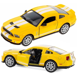 Машинка металева Kinsmart 1:38 Ford Mustang Shelby GT500 2007 KT5310W інерційна, двері відчиняються / Жовто-білий