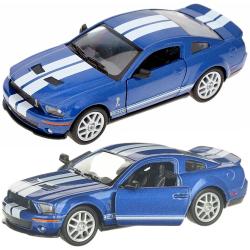 Машинка металева Kinsmart 1:38 Ford Mustang Shelby GT500 2007 KT5310W інерційна, двері відчиняються / Синьо-білий