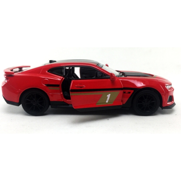 Металлическая машинка Kinsmart 1:38 Chevrolet Camaro ZL1 2017 KT5399WF инерционная, цвет Красный с принтом