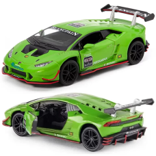 Машинка металлическая Kinsmart 1:36 Lamborghini Huracan LP620-2 KT5389W инерционная, дверь открывается / Зеленый