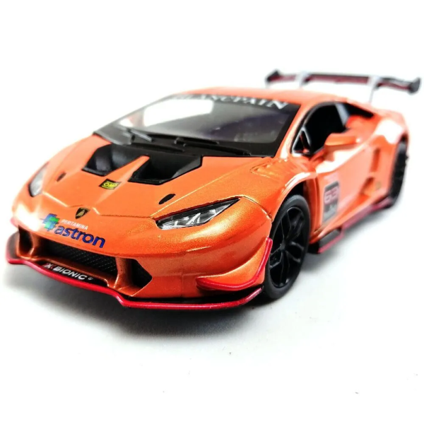 Машинка металлическая Kinsmart 1:36 Lamborghini Huracan LP620-2 KT5389W инерционная, дверь открывается / Оранжевая