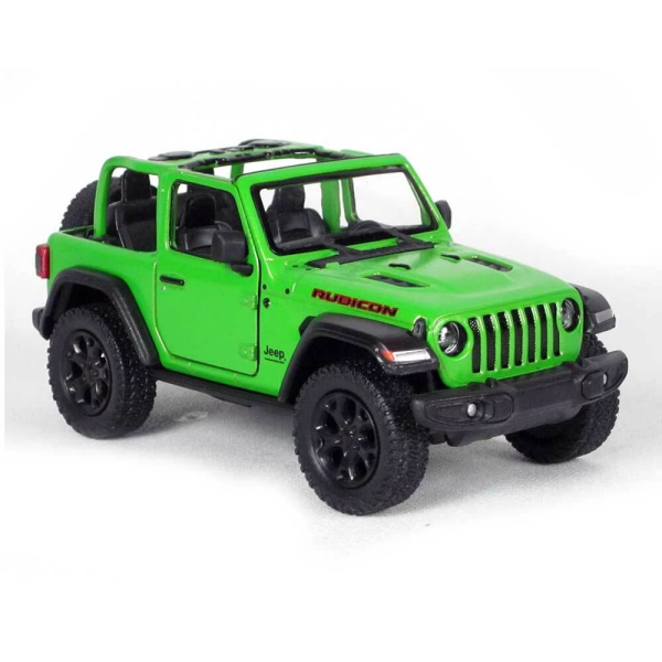 Машинка металлическая Kinsmart 1:34 2018 Jeep Wrangler KT5412WA инерционная, дверь открывается / Зеленый с открытым верхом