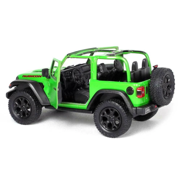 Машинка металлическая Kinsmart 1:34 2018 Jeep Wrangler KT5412WA инерционная, дверь открывается / Зеленый с открытым верхом