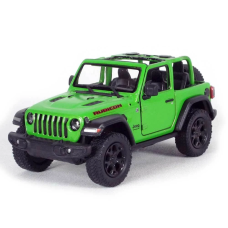 Машинка металлическая Kinsmart 1:34 2018 Jeep Wrangler KT5412WA инерционная, дверь открывается / Зеленый с открытым верхом