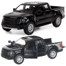 Машинка металлическая Kinsmart 1:46 2013 Ford F-150 SVT Raptor SuperCrew KT5365W инерционная, дверь открывается / Черный