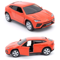 Металлическая машинка Kinsmart 1:38 Lamborghini Urus KT5368W с инерционным движением, открывающиеся двери / Оранжевый