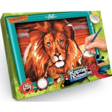 Картина по номерам 32x23 см 'Лев' с рамкой, краски и кисточка (KN-01-07)