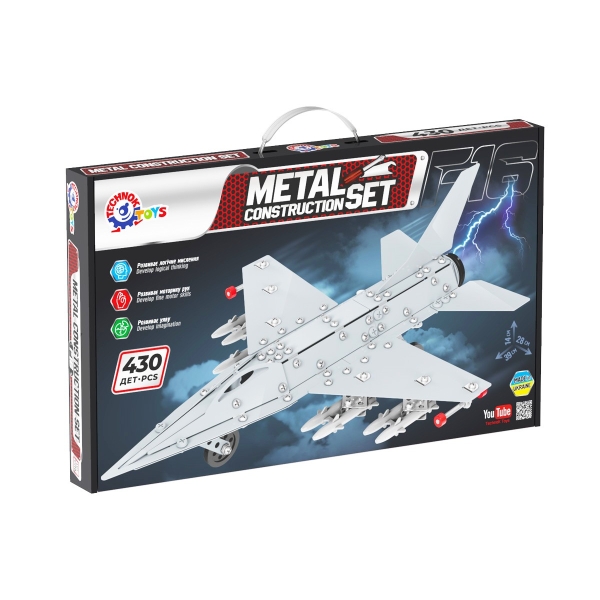 Игрушка Конструктор металлический Самолет F-16, 430 деталей (модель 9598)