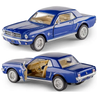 Металлическая машинка Kinsmart 1:36 Ford Mustang инерционная, открывающиеся двери KT5351W / Синий