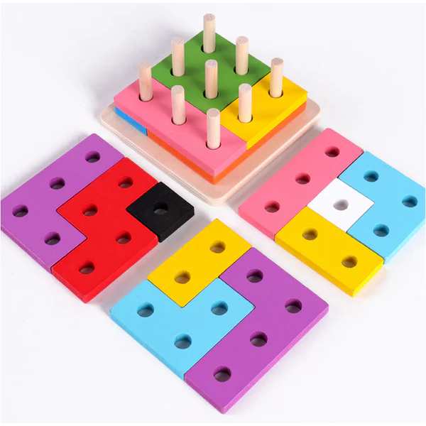 Деревянная логическая игрушка Геометрика Сортер Тетрис MD0809