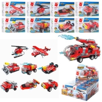 Конструктор Qman 1805 пожарная техника, 8в1 (Цена за дисплей – 8 шт)