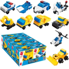 Конструктор Qman 2105 3в1, транспорт, от30дет, кор, 10шт (10 видів) в дисплеї 15-23,5-7,5см