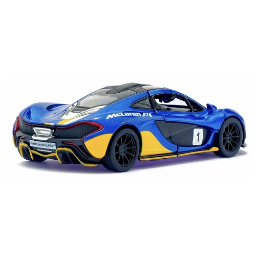 Металлическая инерционная модель McLaren P1 Kinsmart 1:36, KT5393WF, синяя с принтом