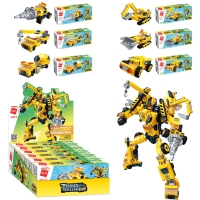 Конструктор Qman 1417 будтехніка, от70дет, 6шт (6 видів) в дисплеї 22,5-10-28,5см